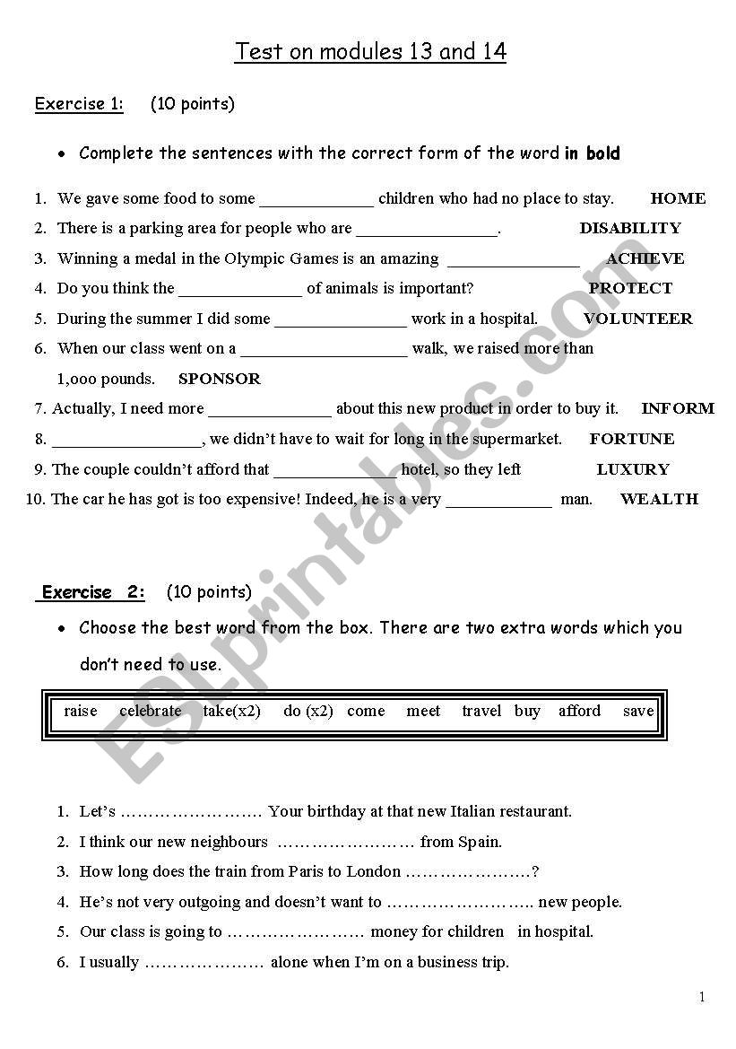 test on modules 13 and 14 worksheet