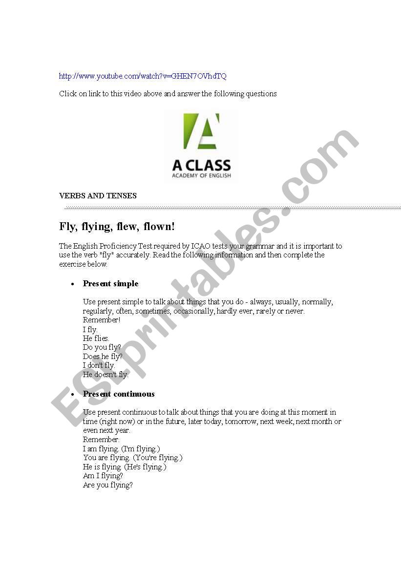 Aviation English worksheet
