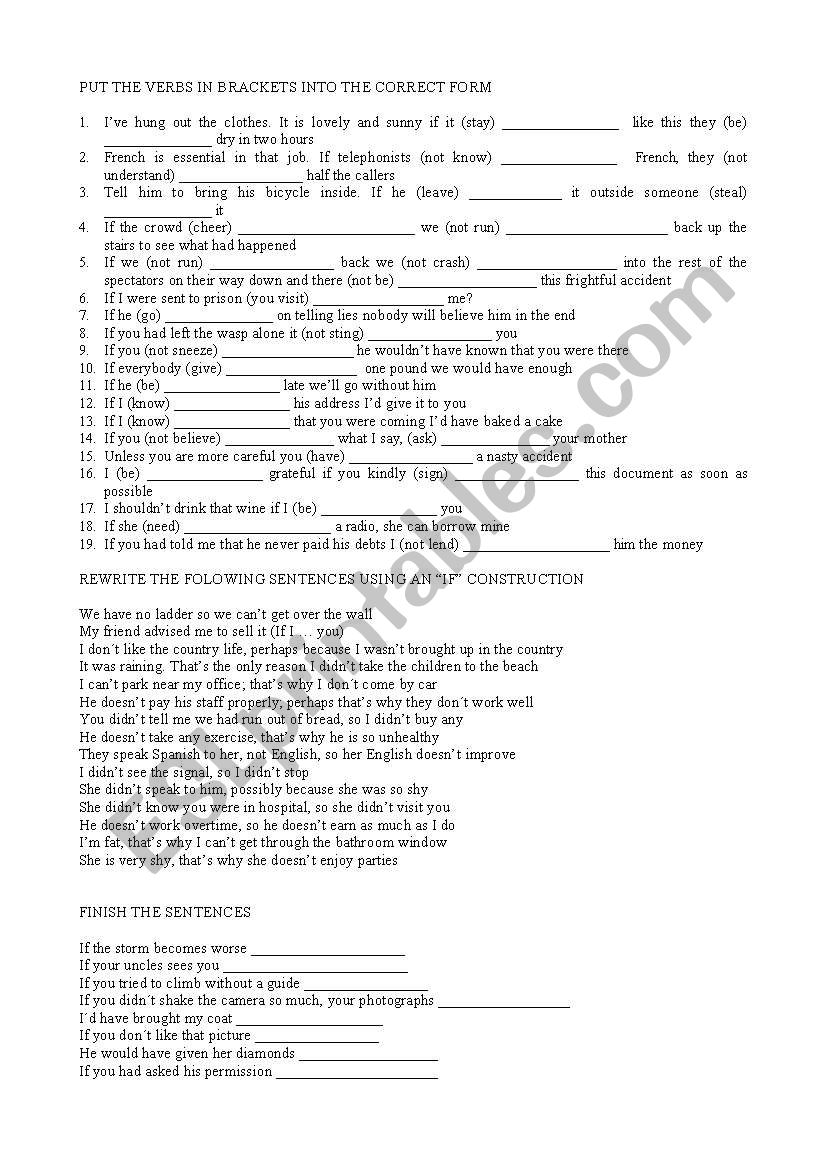 CONDITIONALS worksheet