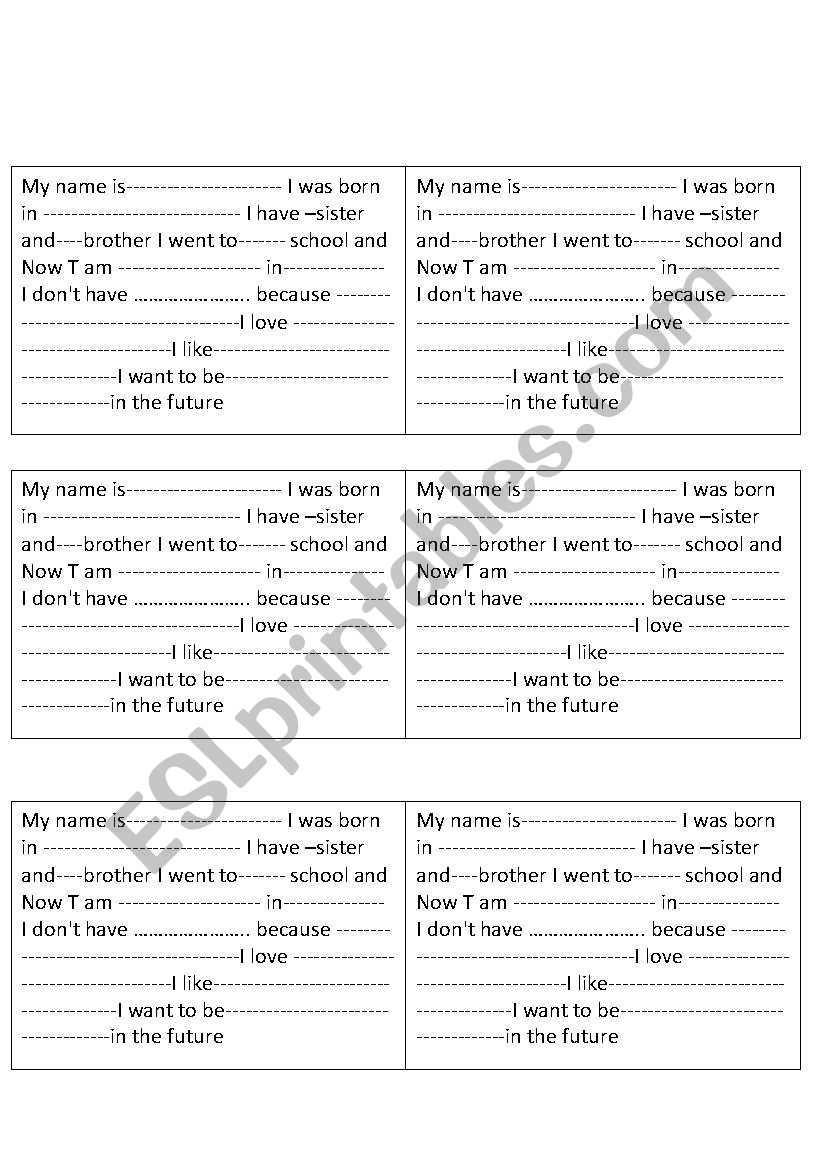 autobiography worksheet