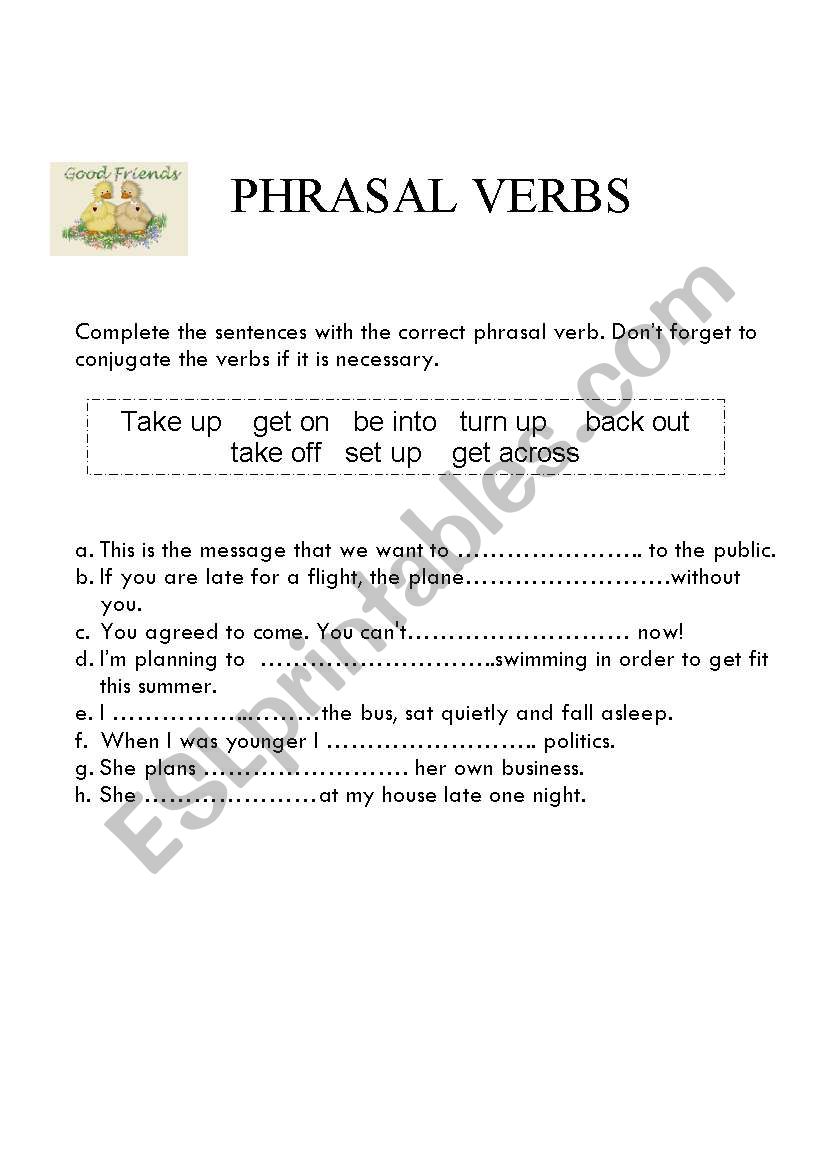 phrasal verbs worksheet