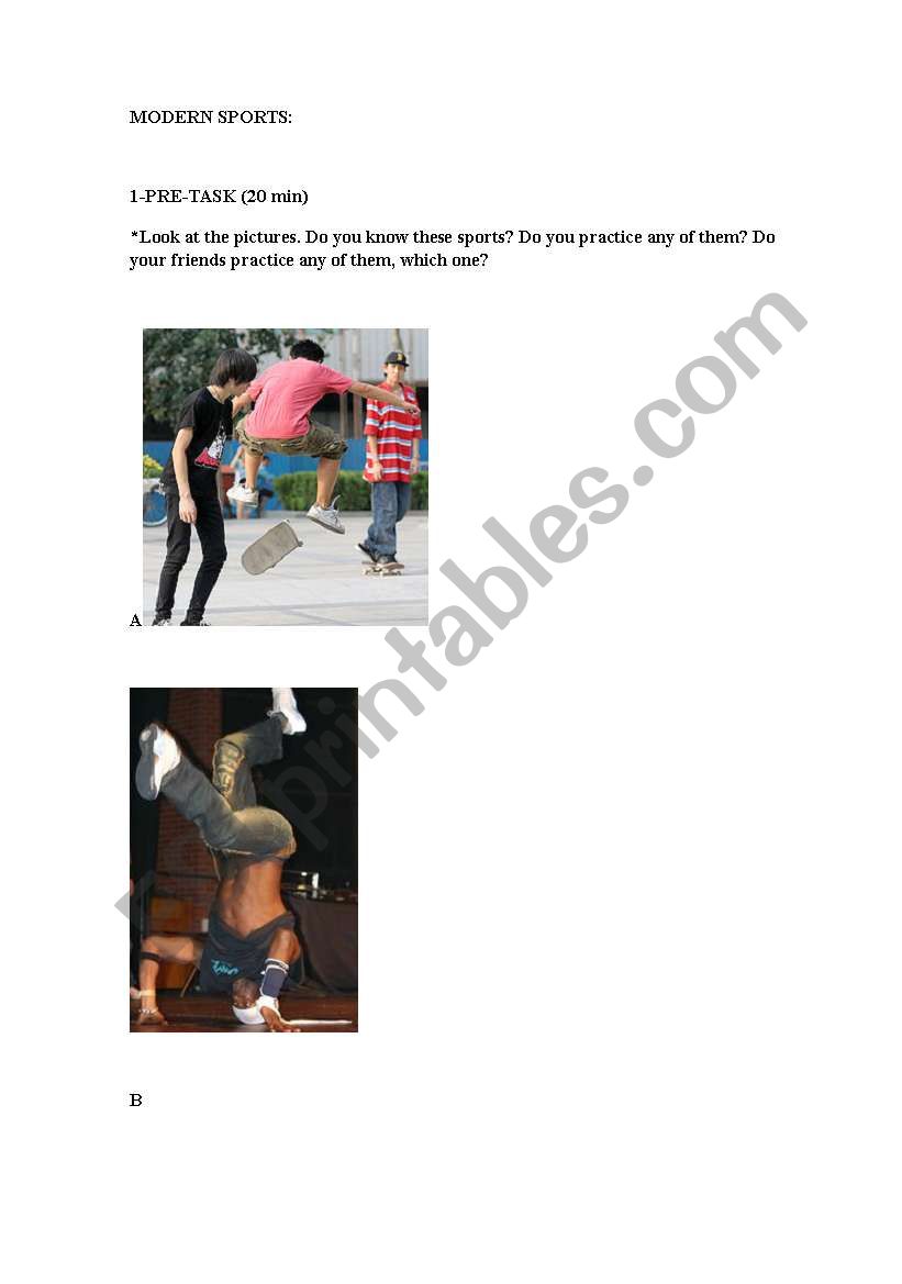 Modern Sports worksheet