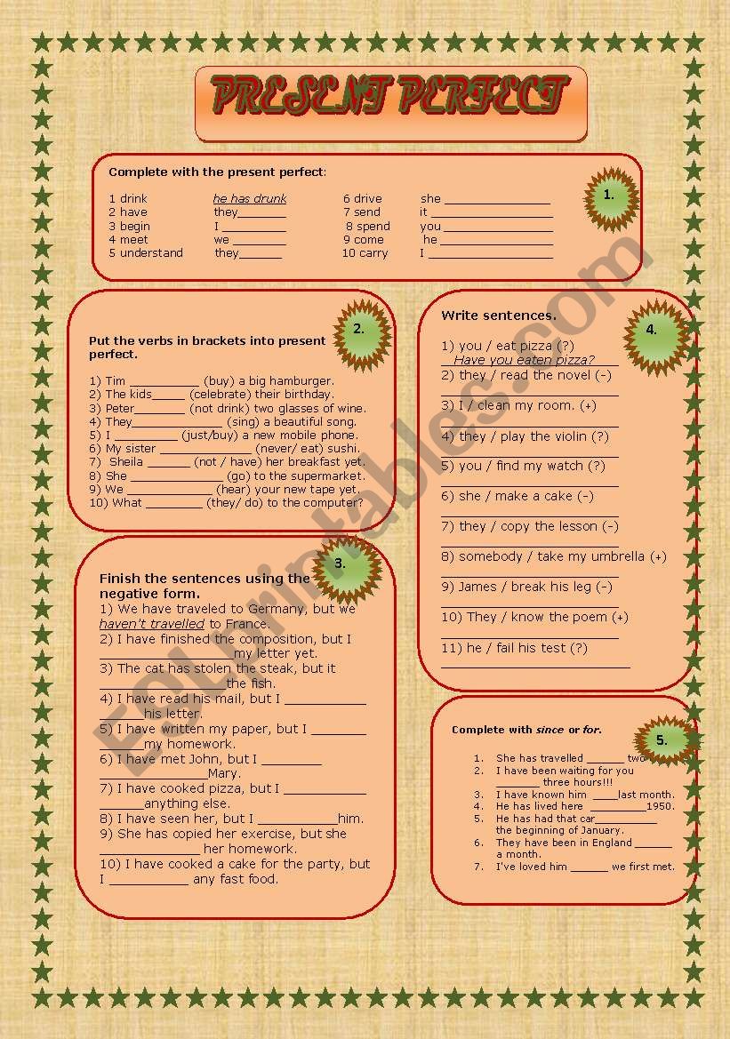  Present Perfect worksheet