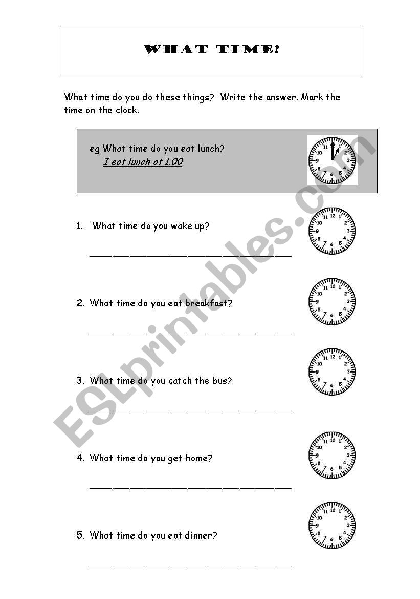 What time? worksheet