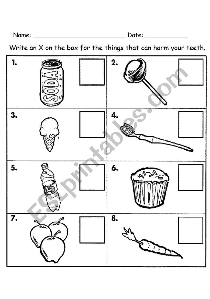 let s protect our teeth  worksheet