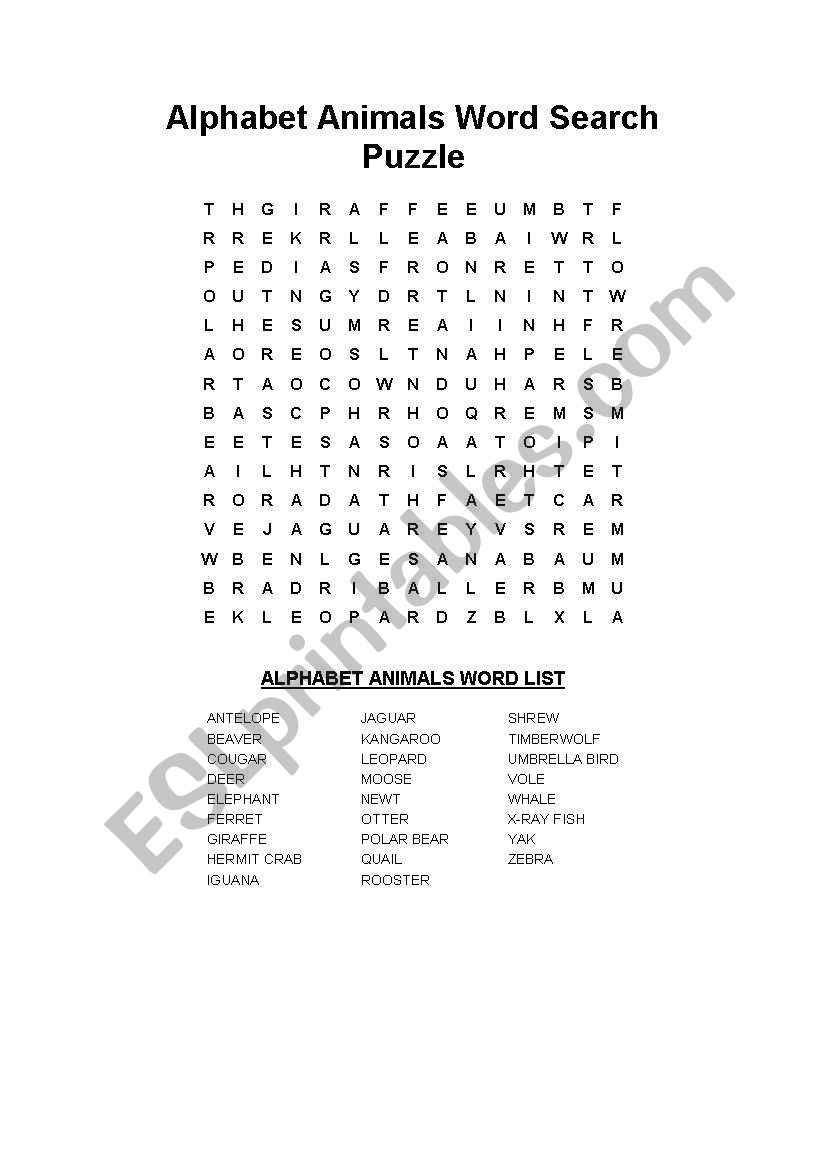 Wordsearch worksheet