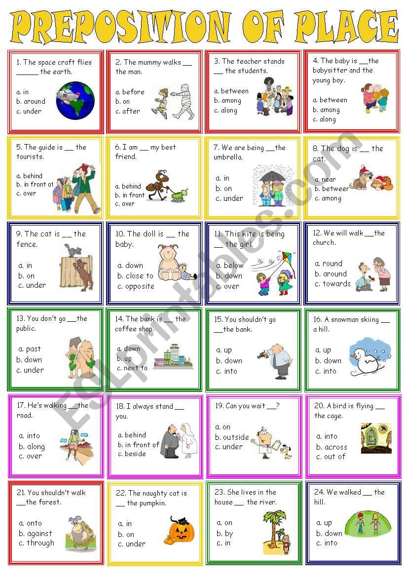 preposition of places worksheet