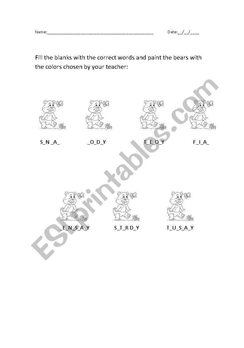 Days of the Week worksheet