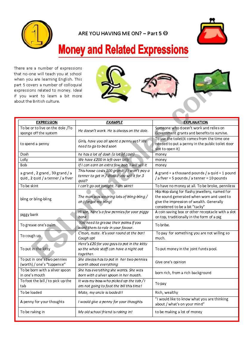 MONEY AND MONEY-RELATED EXPRESSIONS - BRITISH ENGLISH