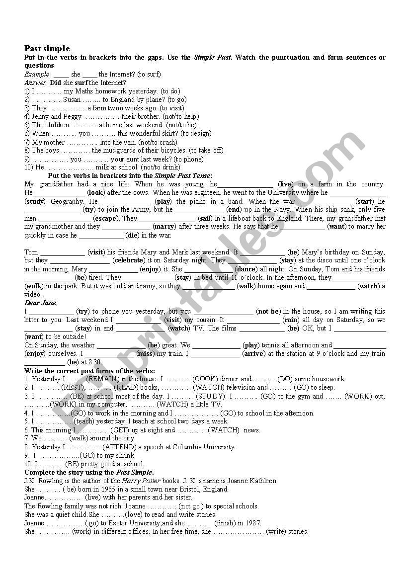 Past Simple Tense worksheet