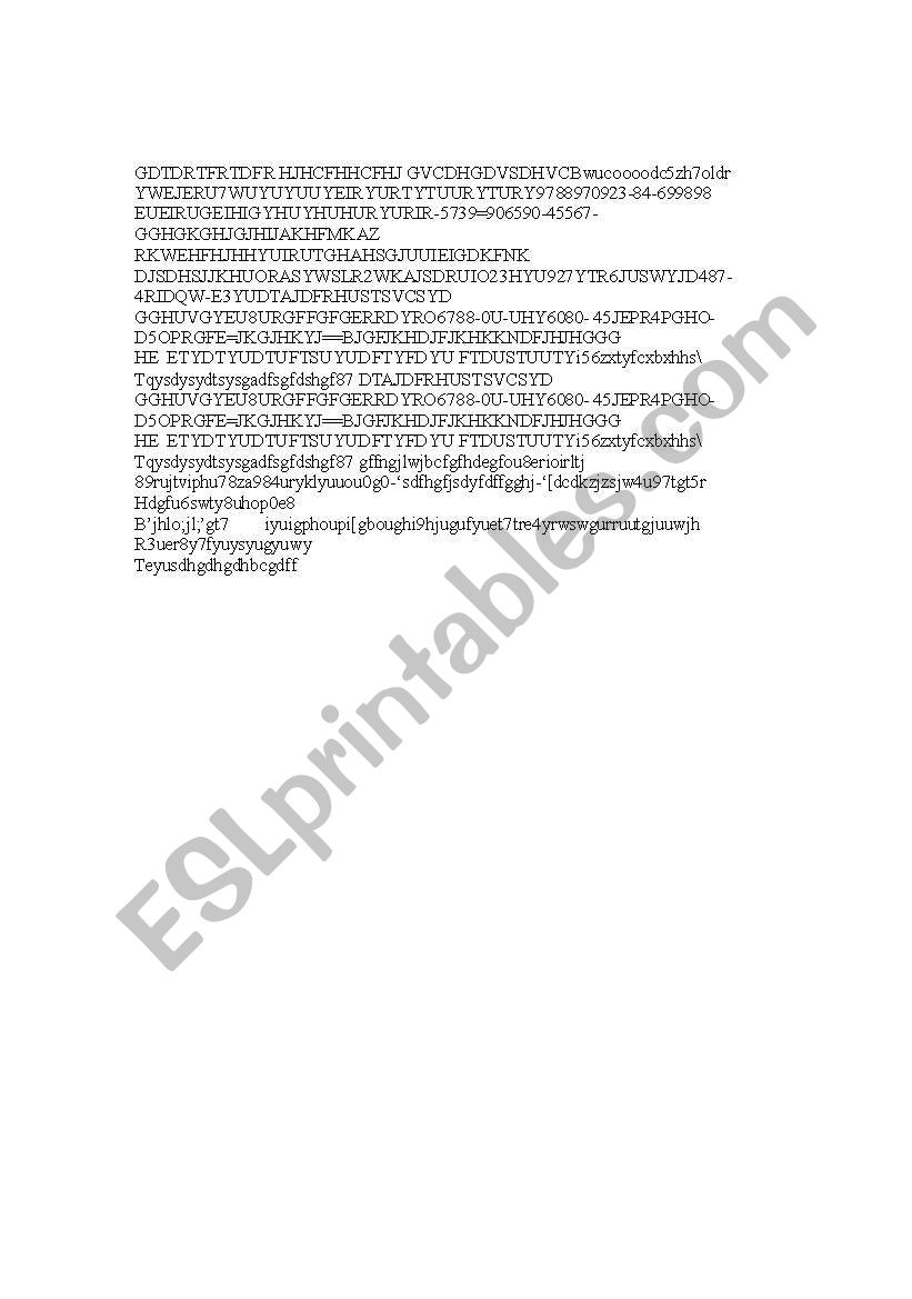 reading worksheet
