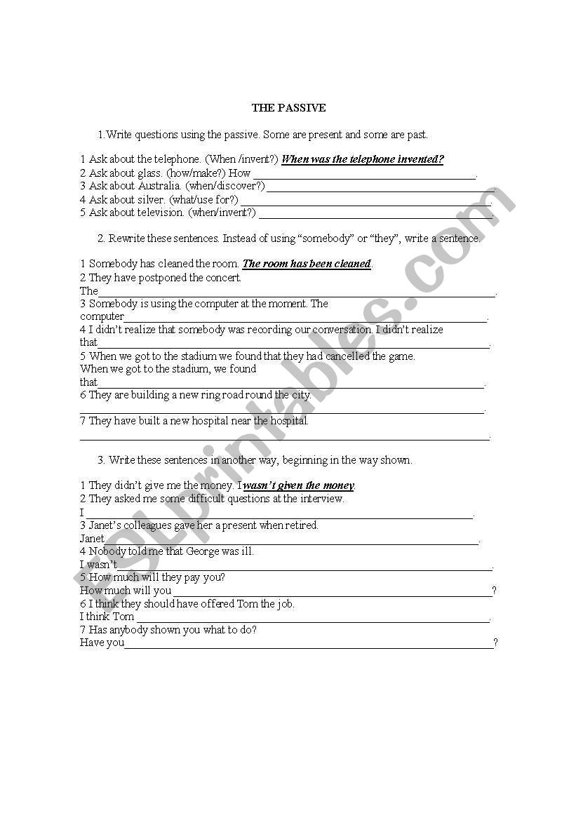 The passive worksheet