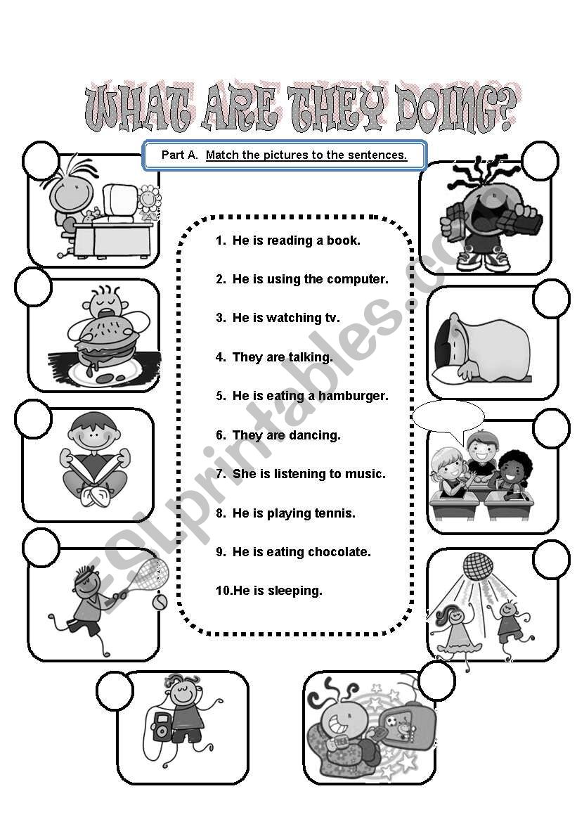 present continous worksheet