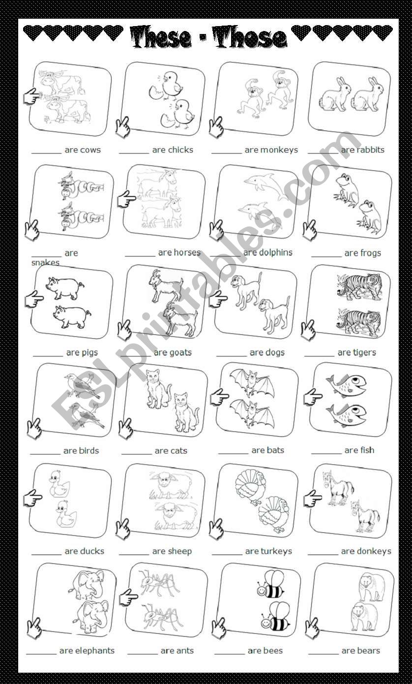 THESE - THOSE (ANIMALS) worksheet