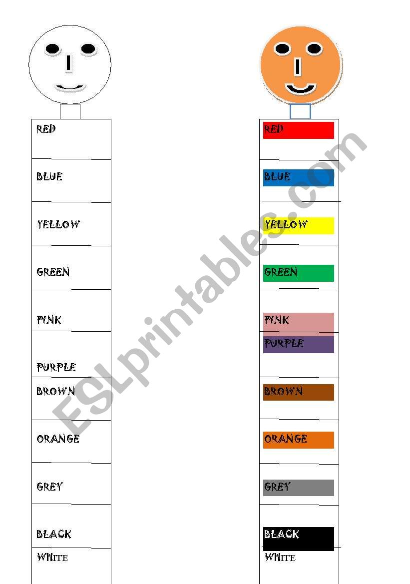 colours bookmarks worksheet
