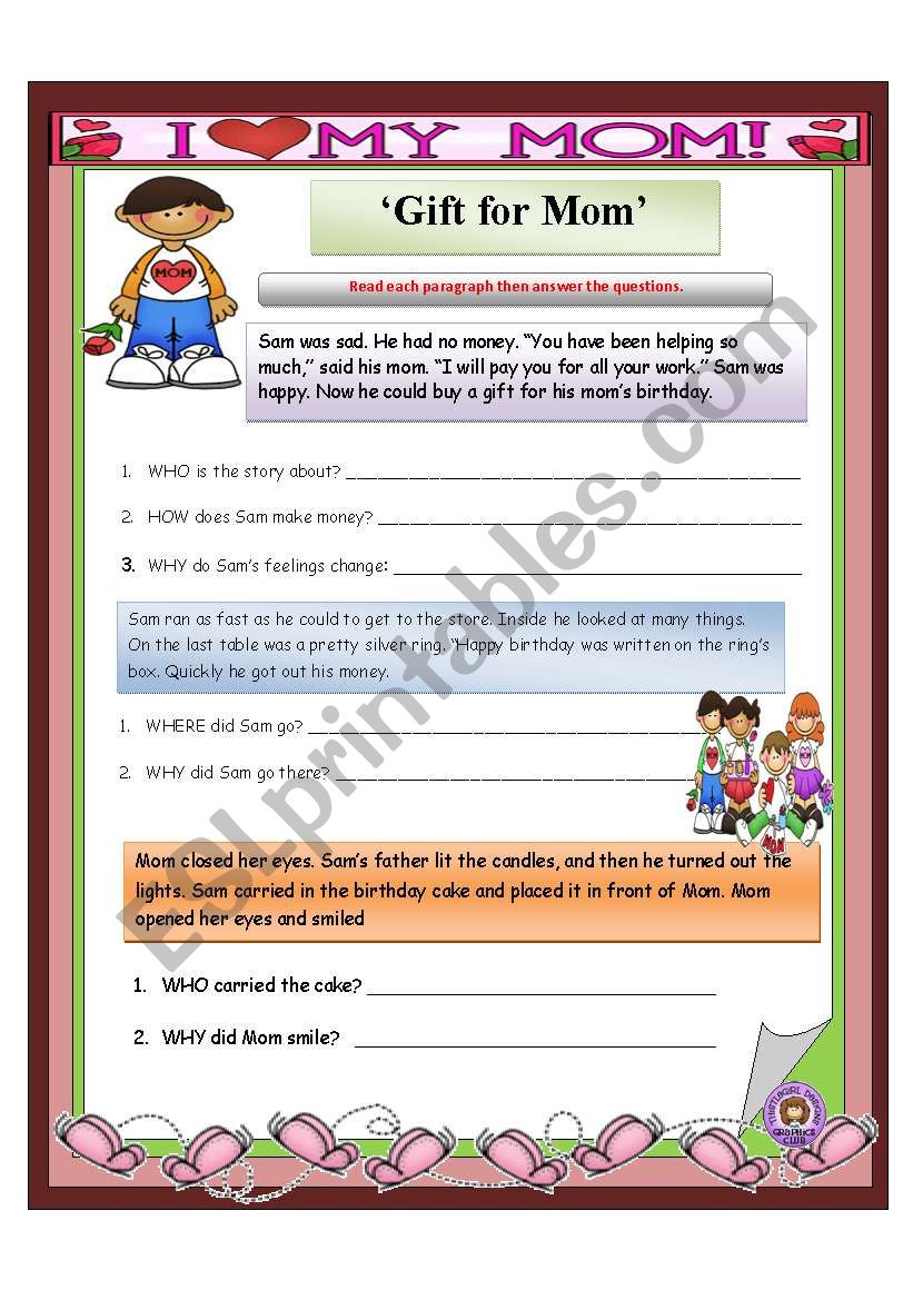 Gift for Mom - Reading Comprehension