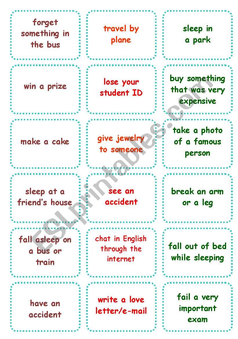 PRESENT PERFECT / SIMPLE PAST  CONVERSATION CARDS (Fully Editable!)