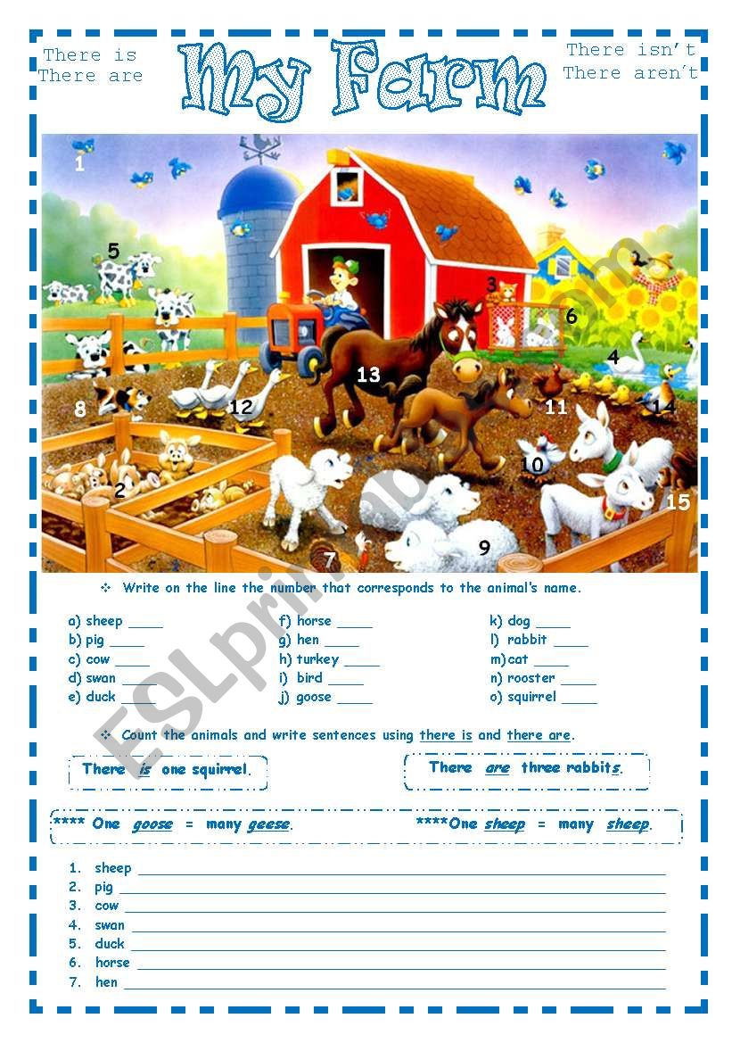 MY FARM ~ 2 pages ~ worksheet