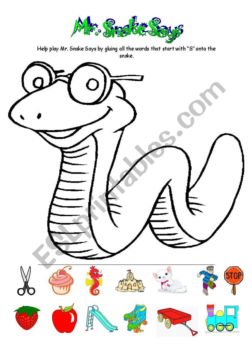 Mr. Snake Says worksheet