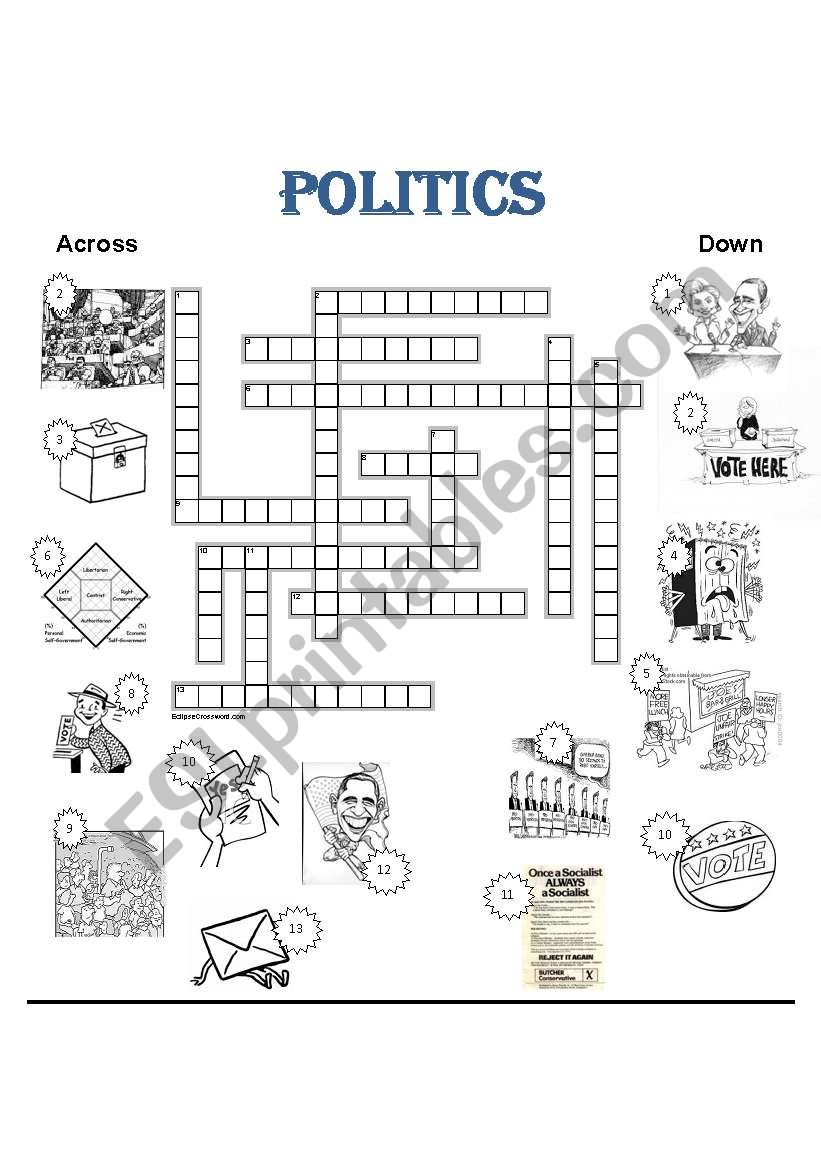 Politics Crossword worksheet