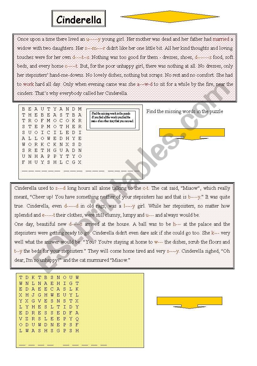 cindrella worksheet