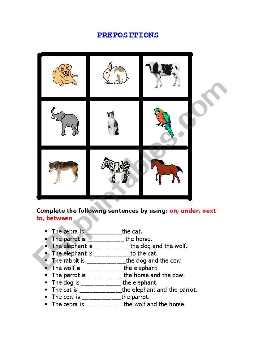 PREPOSITIONS worksheet