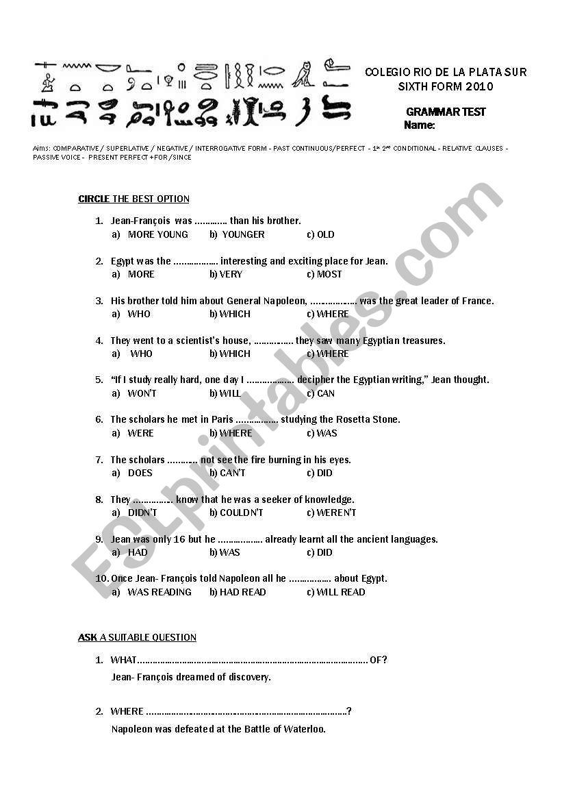 GRAMMAR REVIEW worksheet