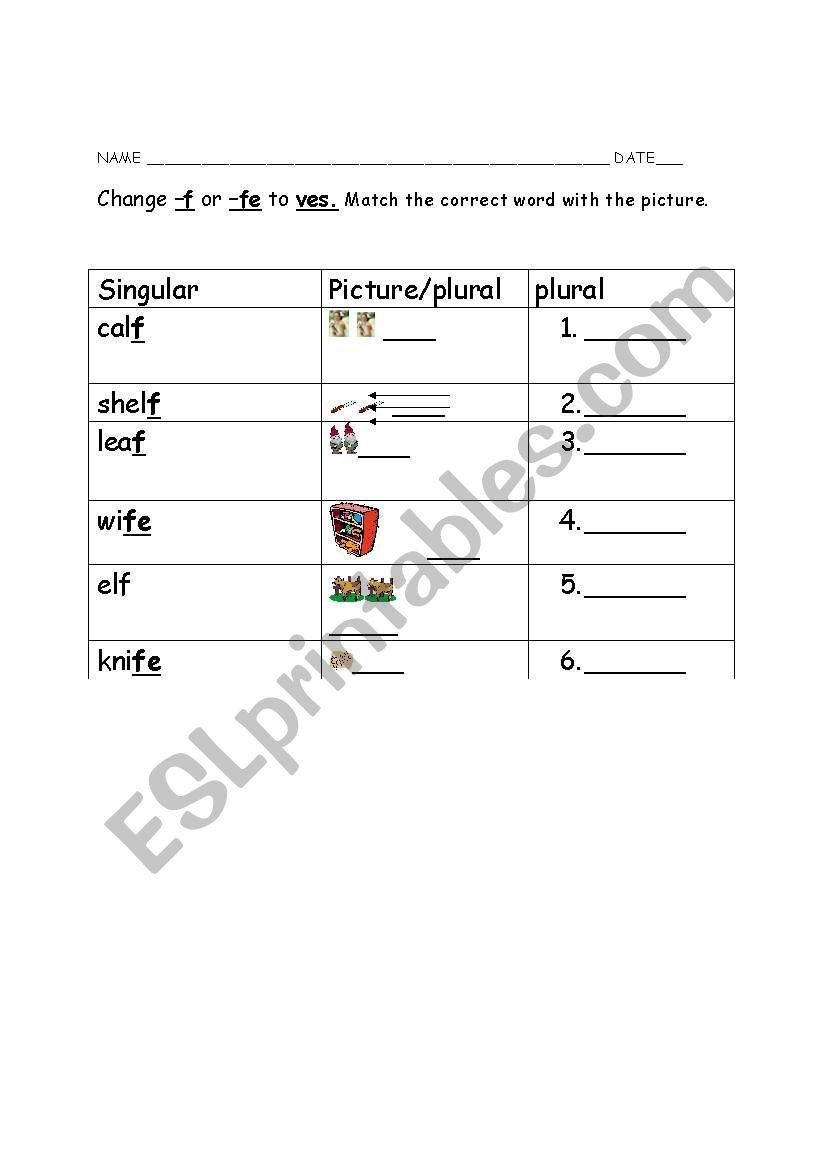 english-worksheets-plural-nouns-fe-and-f-to-ves