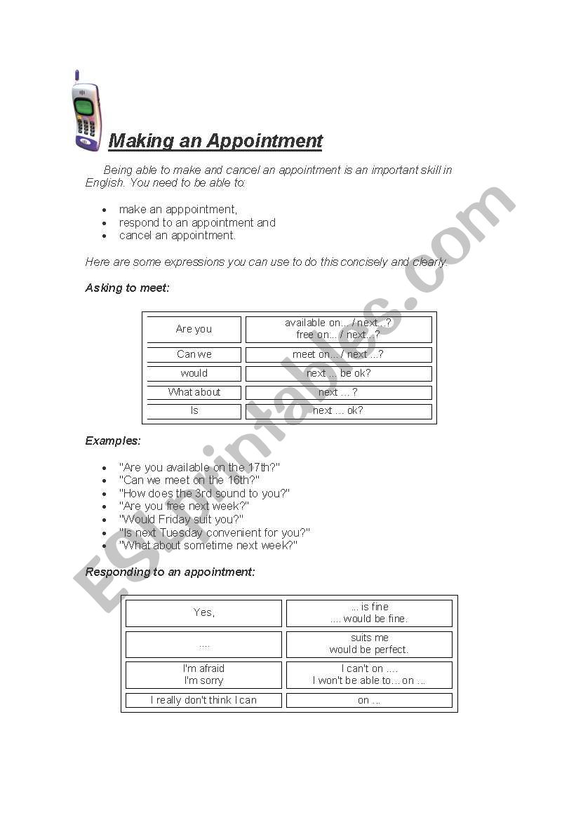 Meetings worksheet