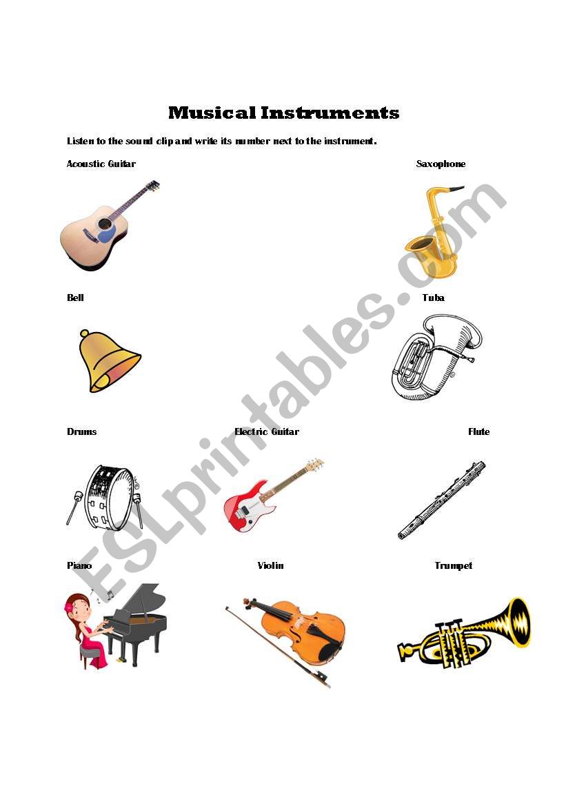 Musical Instruments worksheet