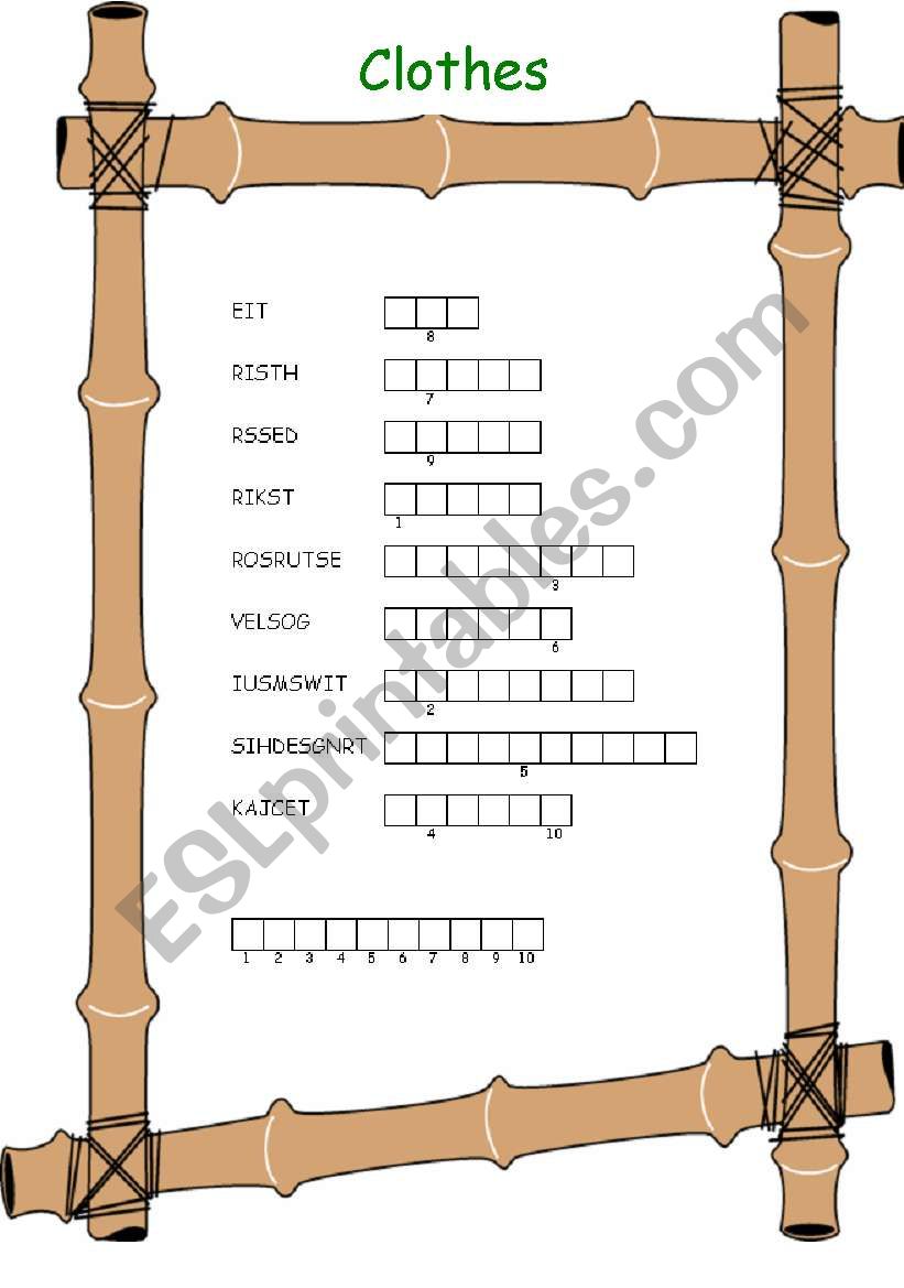 clothes worksheet