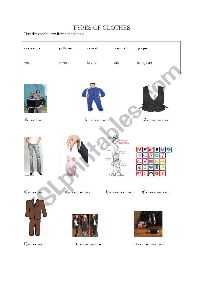 CLOTHES worksheet