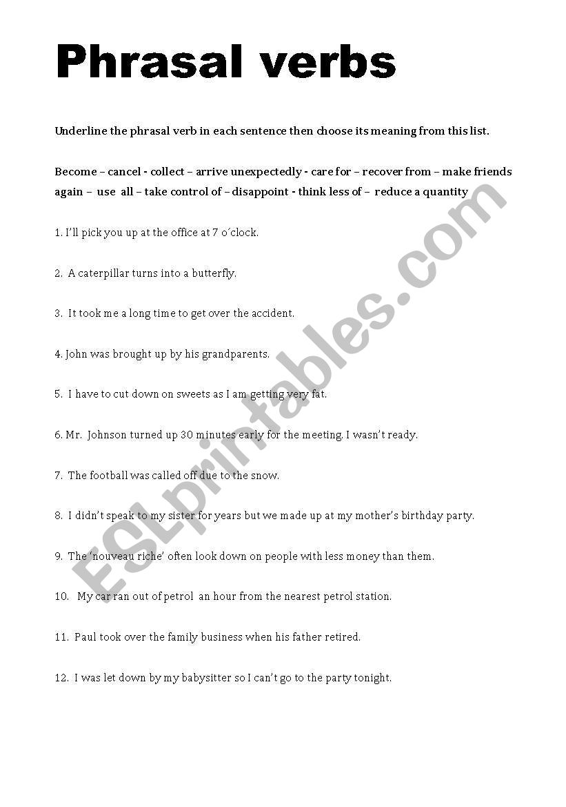 phrasal verbs worksheet