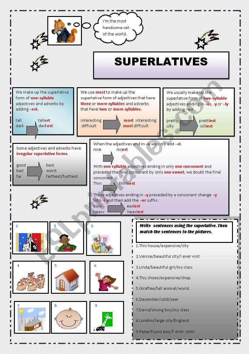 SUPERLATIVES ( TWO PAGES ) worksheet