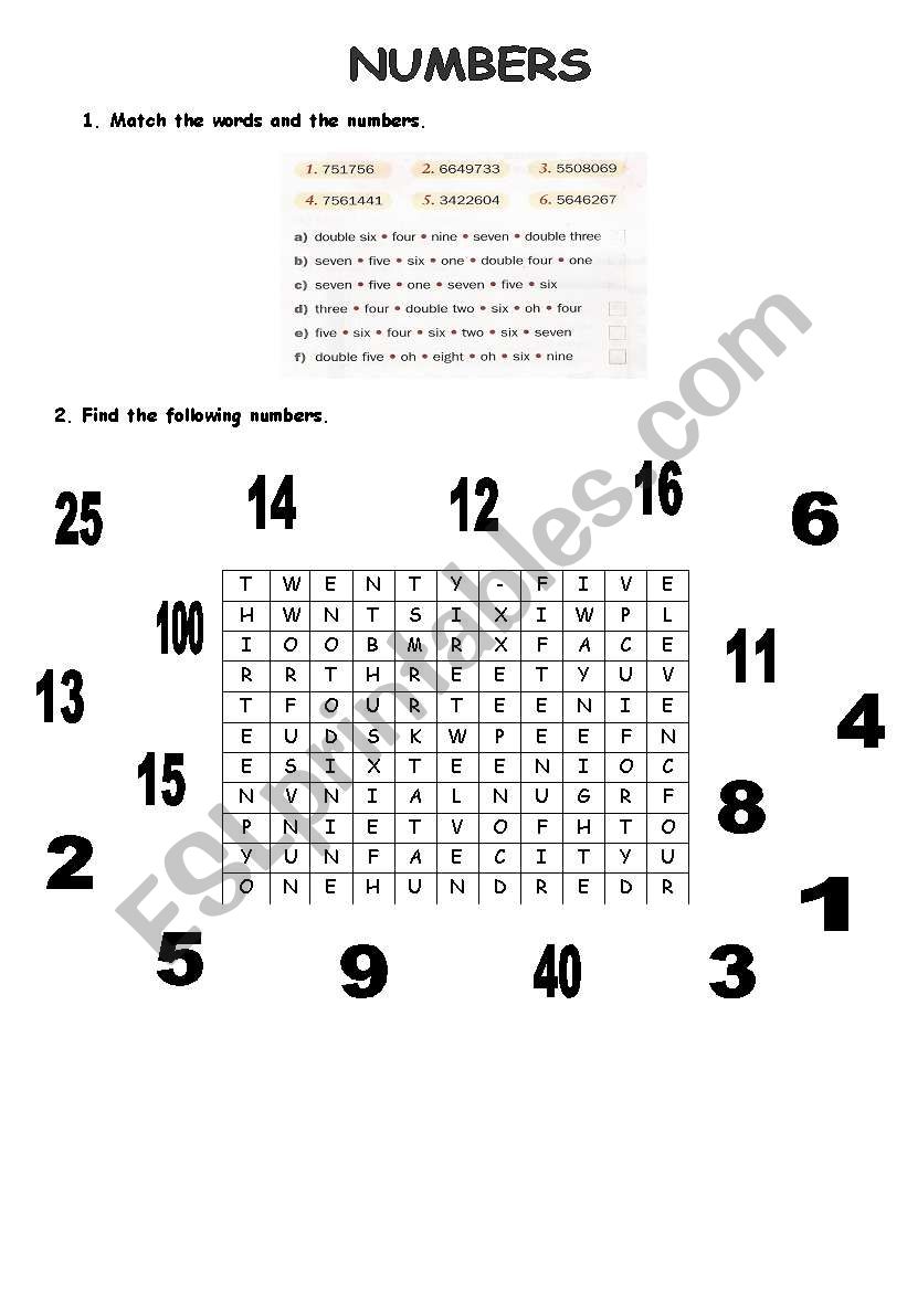 Numbers worksheet