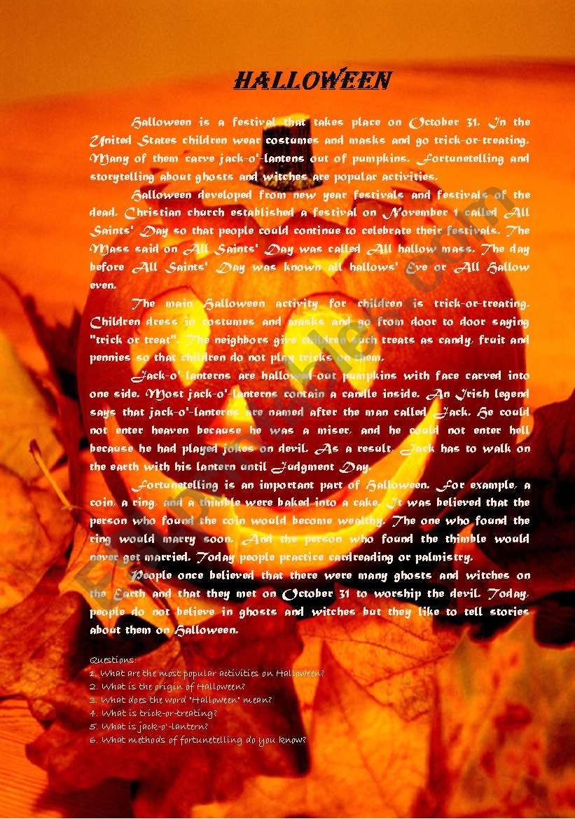 Halloween worksheet