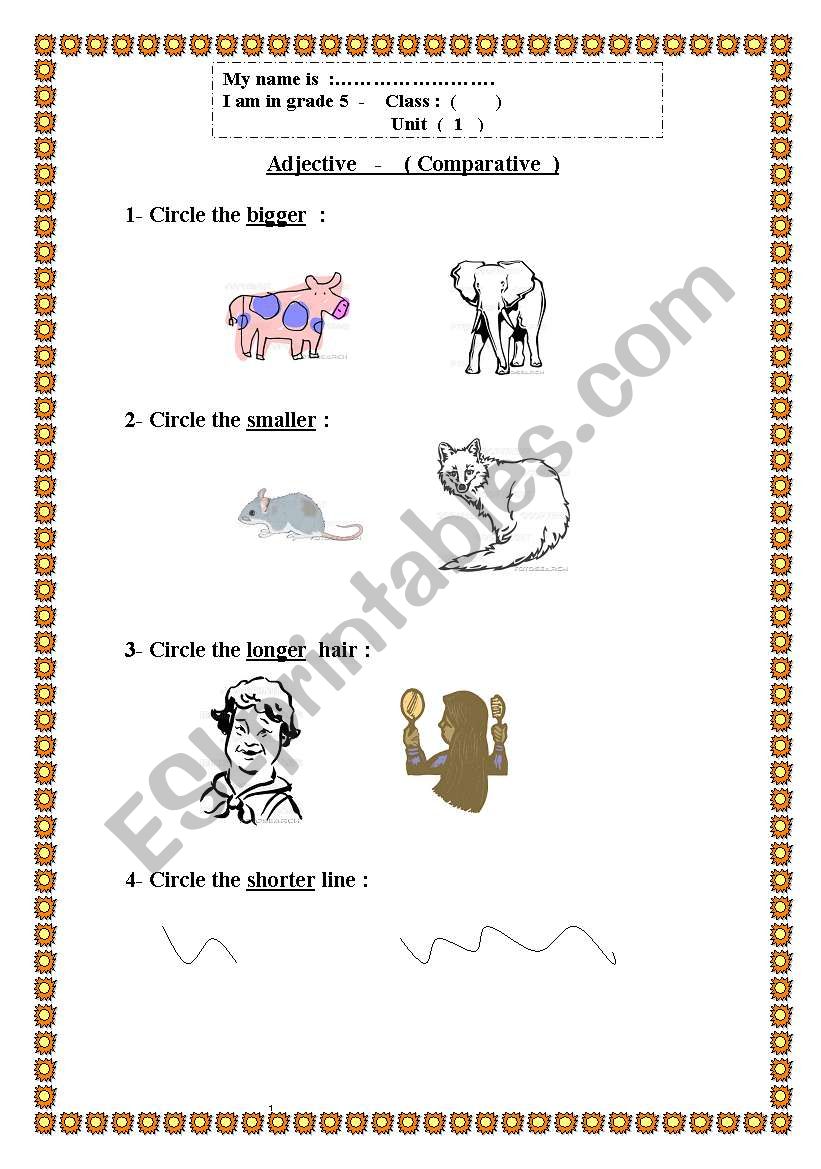COMPARSION OF ADJECTIBES worksheet