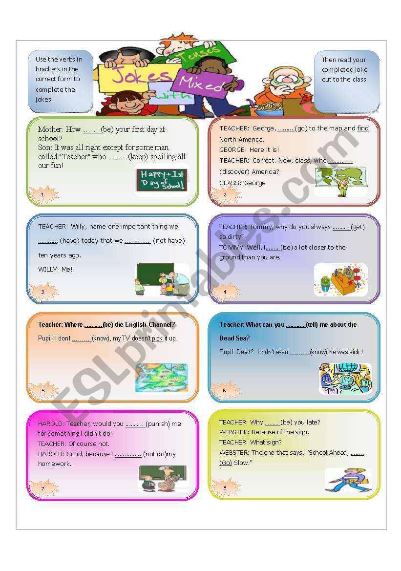 JOKES with Mixed Tenses + Answer Key