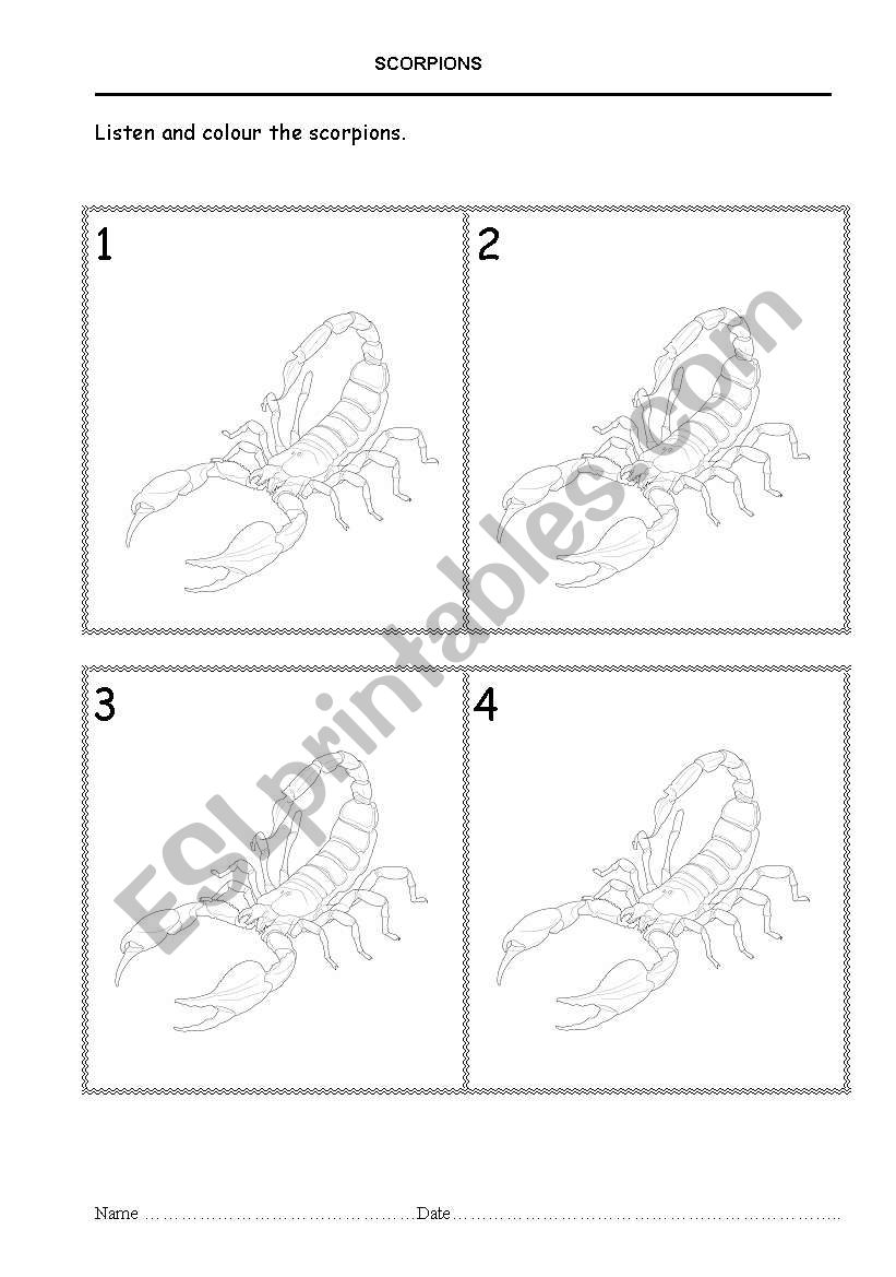 Colour The Scorpions worksheet