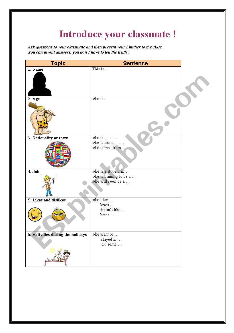 introduce someone worksheet