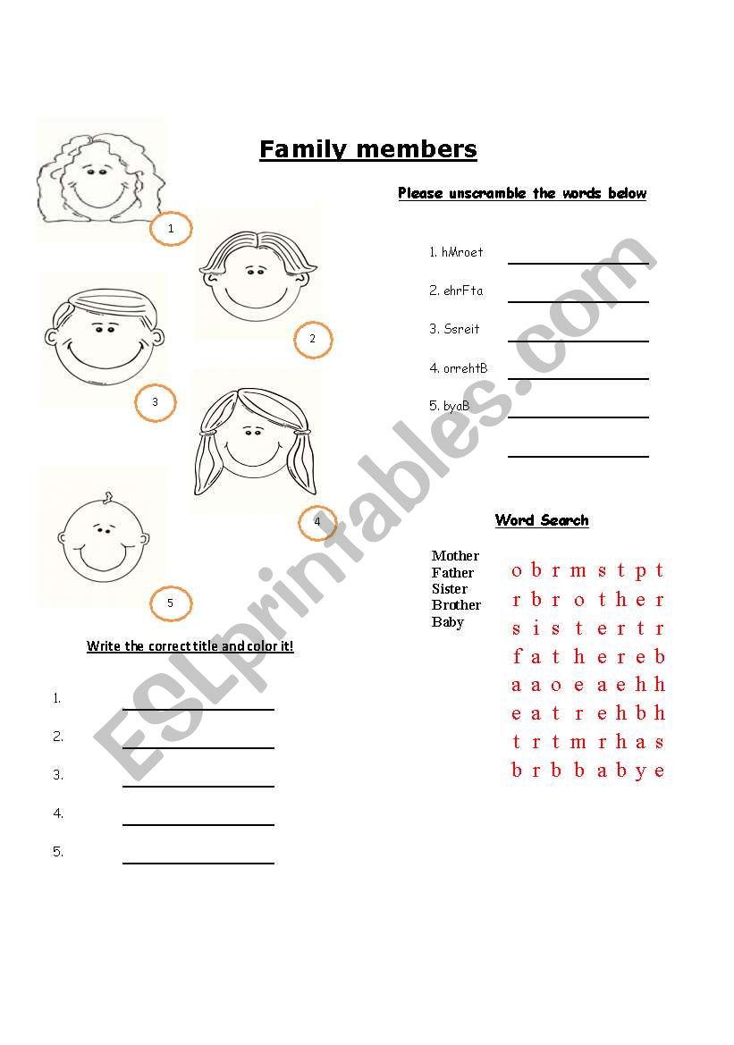 Family Members Exercise 1 worksheet