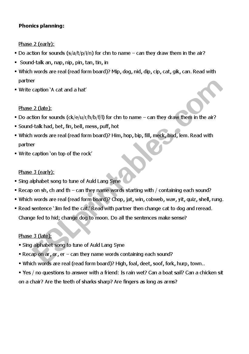 phonic games worksheet