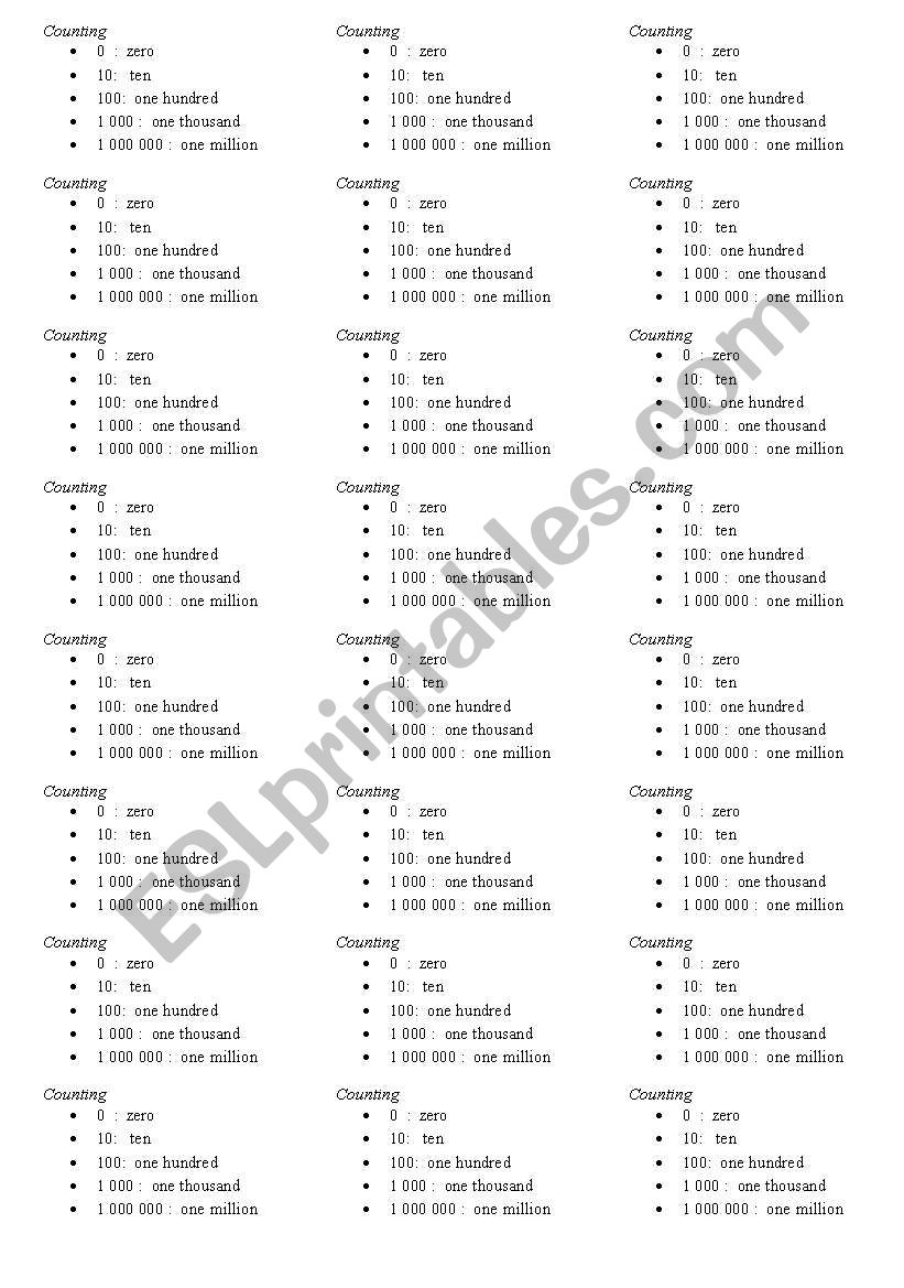 counting worksheet