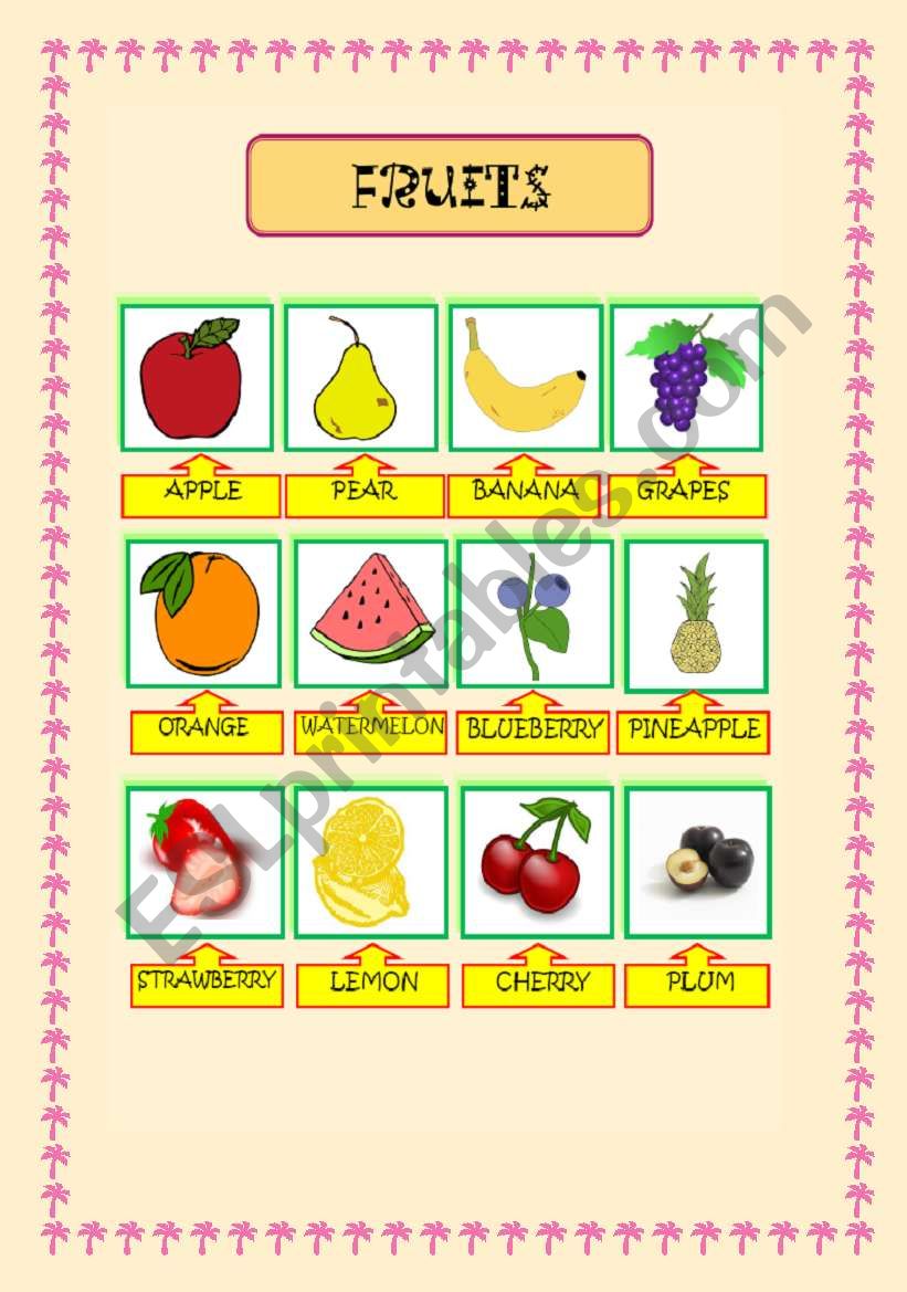 fruits pictionary worksheet