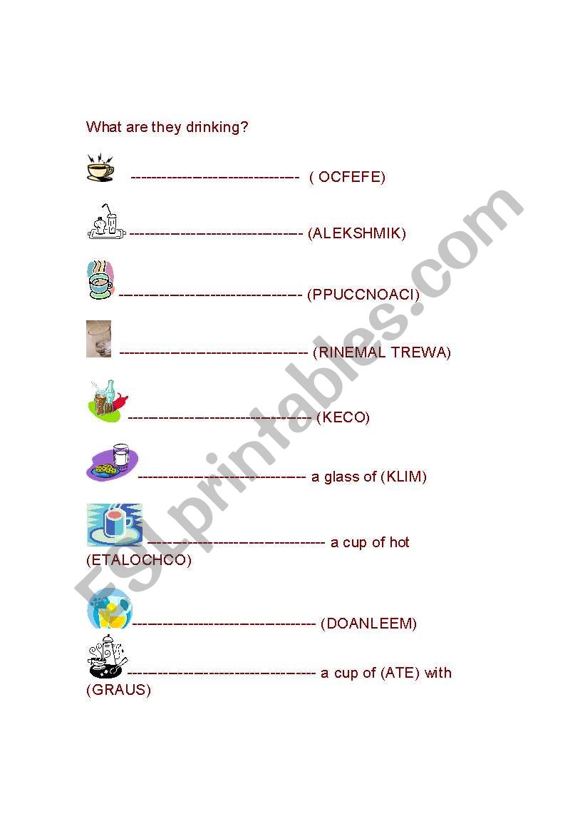 WHAT ARE THEY DRINKING? worksheet