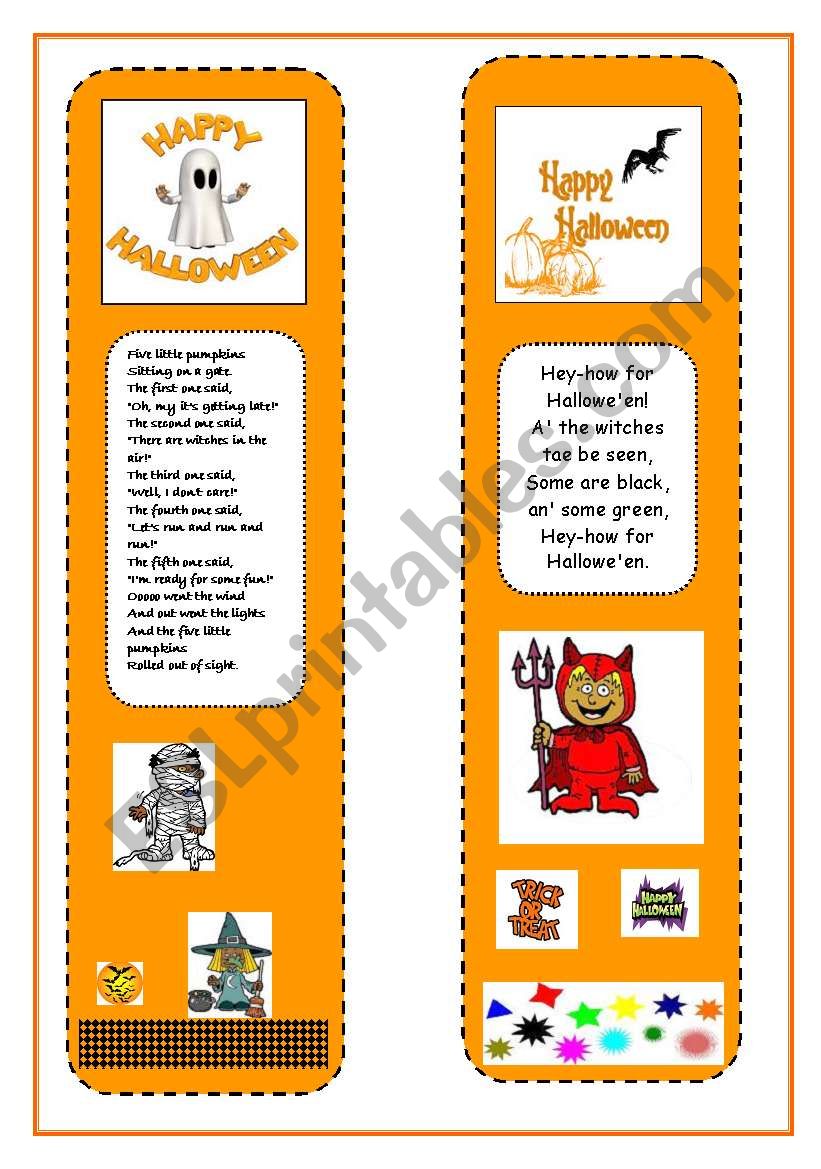 Halloween Bookmarks worksheet