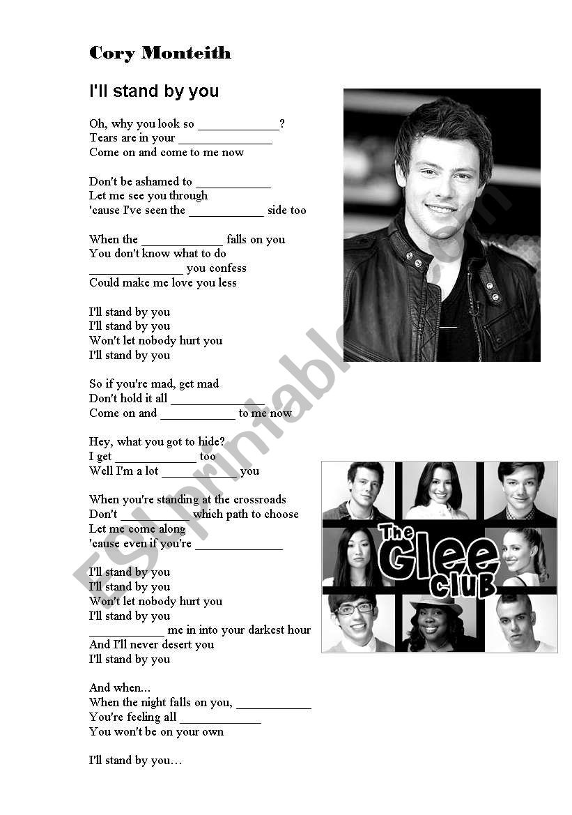 A song Ill stand by you- by Cory Monteith