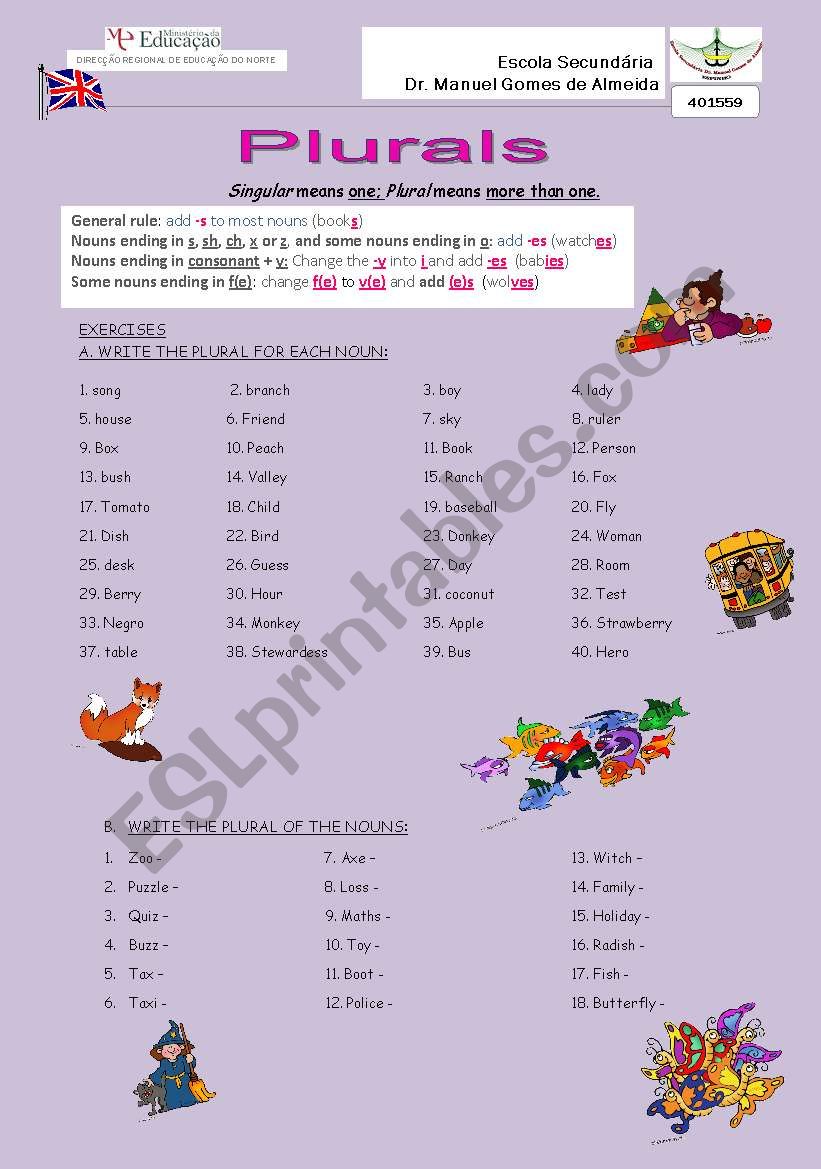 overvældende demonstration sigte Plurals - ESL worksheet by manuelapereira