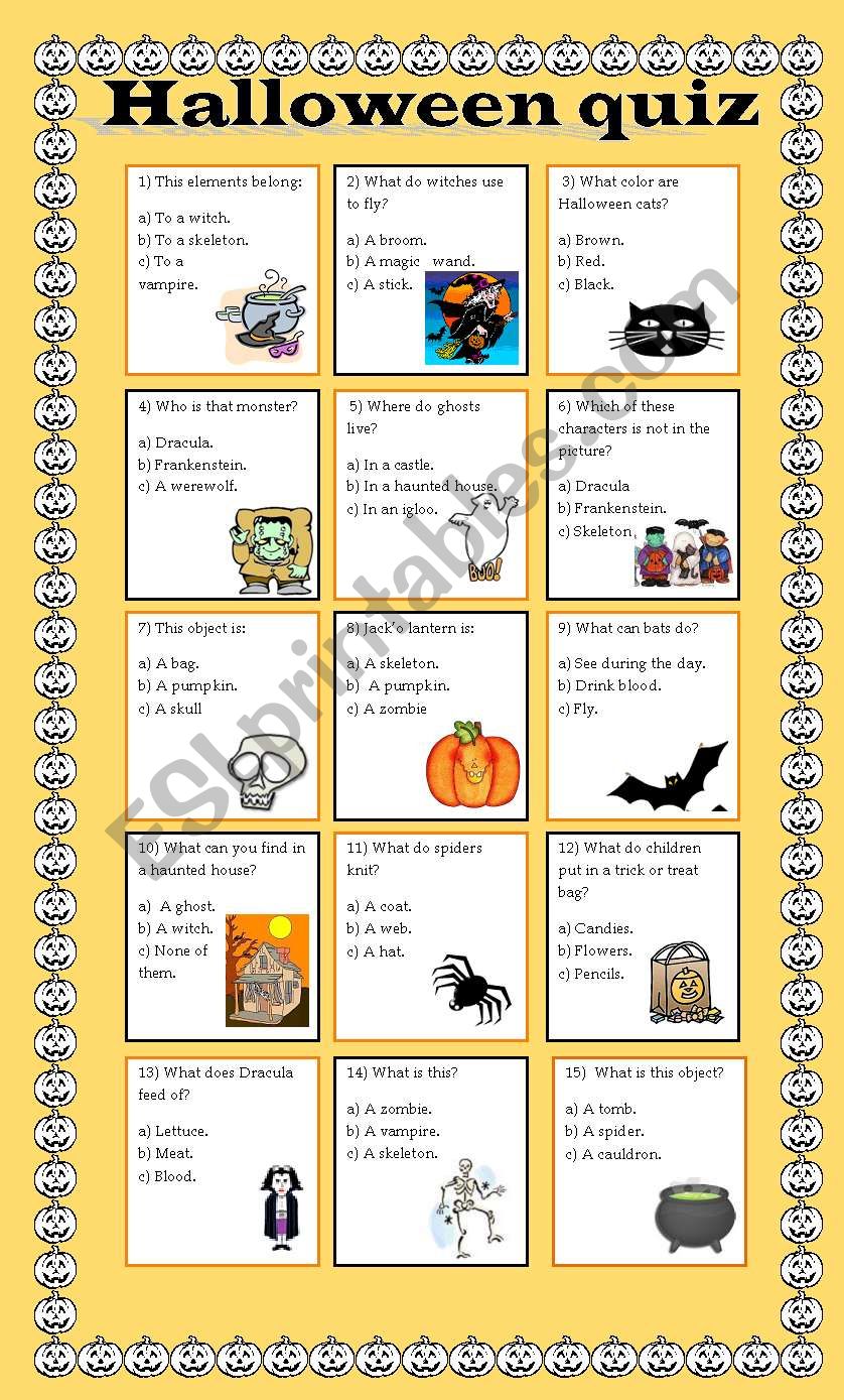 Halloween quiz - ESL worksheet by claudiafer