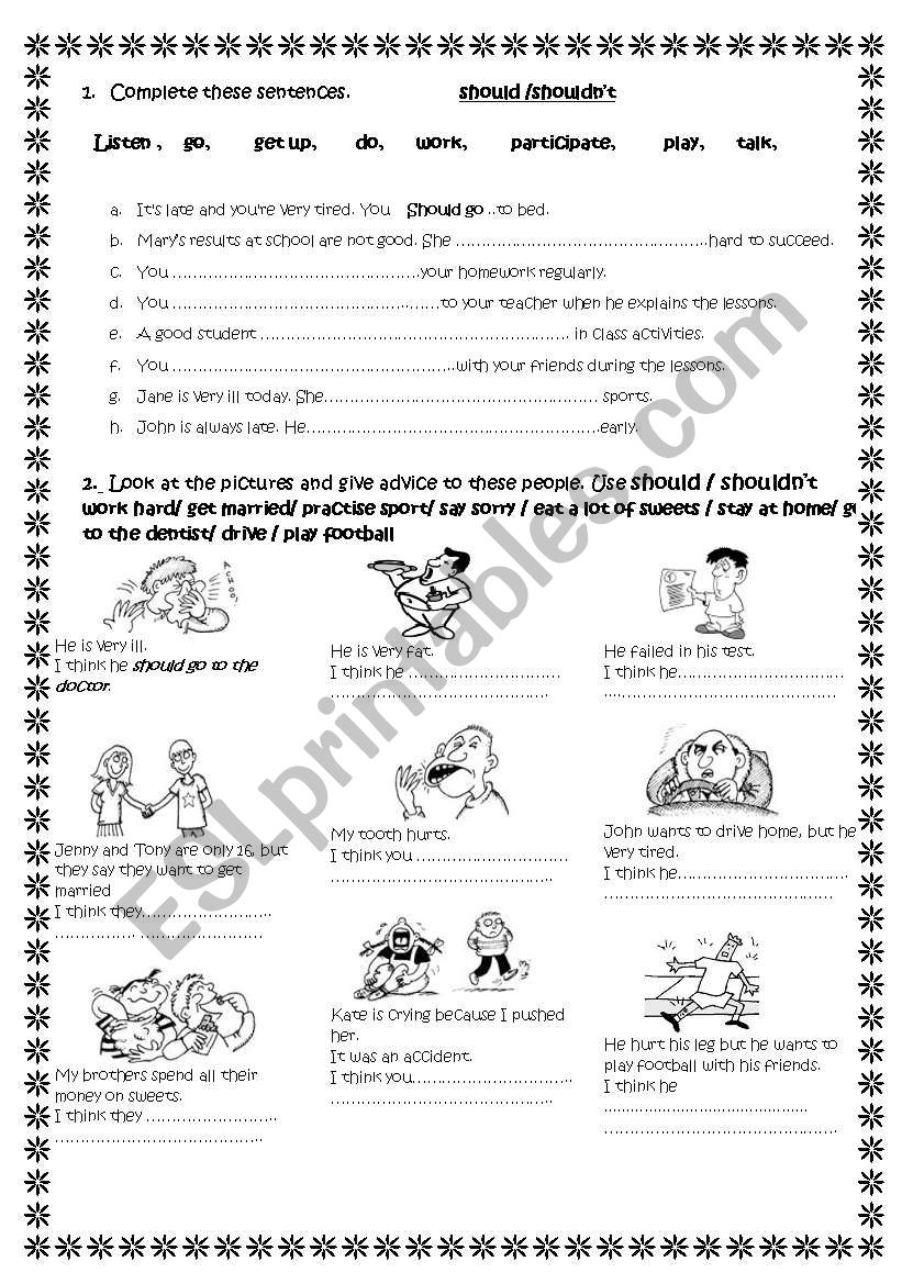 Giving advice worksheet